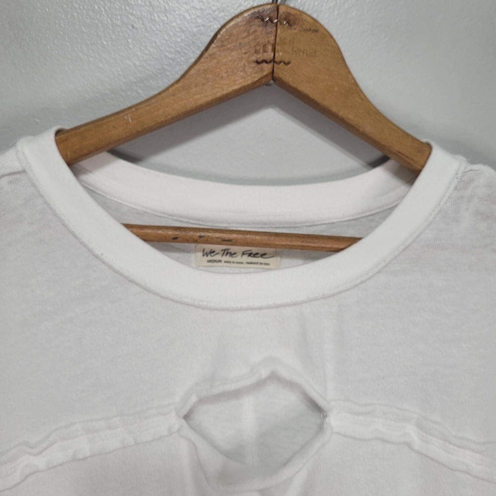We The Free Cutout Boxy Cotton T-Shirt White Women's Size M - Picture 6 of 13